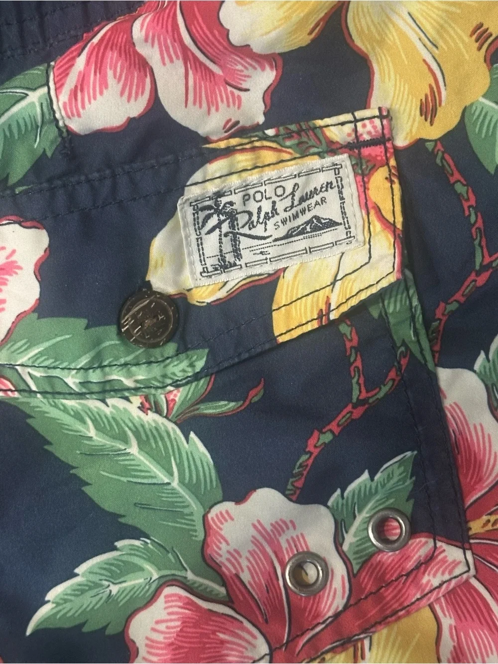 Polo Ralph Lauren Boys Swim Trunks Youth Size L Floral Flowers Aloha